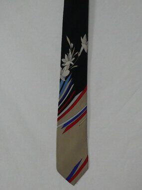 Vintage LEONARD PARIS Made In Italy Silk Tie Colorful Floral Geometric Abstract